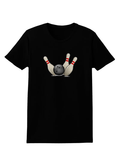 Bowling Ball with Pins Womens Dark T-Shirt-TooLoud-Black-X-Small-Davson Sales