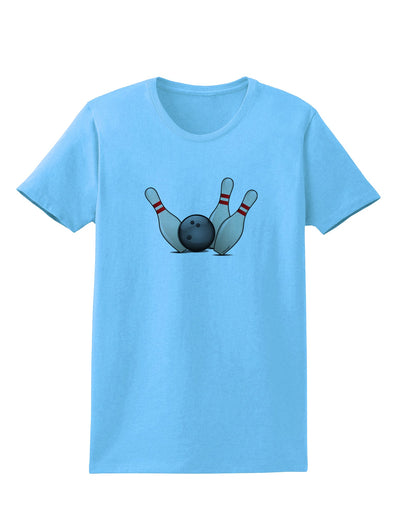 Bowling Ball with Pins Womens T-Shirt-Womens T-Shirt-TooLoud-Aquatic-Blue-X-Small-Davson Sales