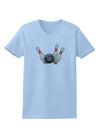 Bowling Ball with Pins Womens T-Shirt-Womens T-Shirt-TooLoud-Light-Blue-X-Small-Davson Sales