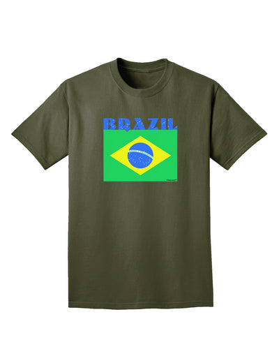 Brazil Flag Adult Dark T-Shirt-Mens T-Shirt-TooLoud-Military-Green-Small-Davson Sales