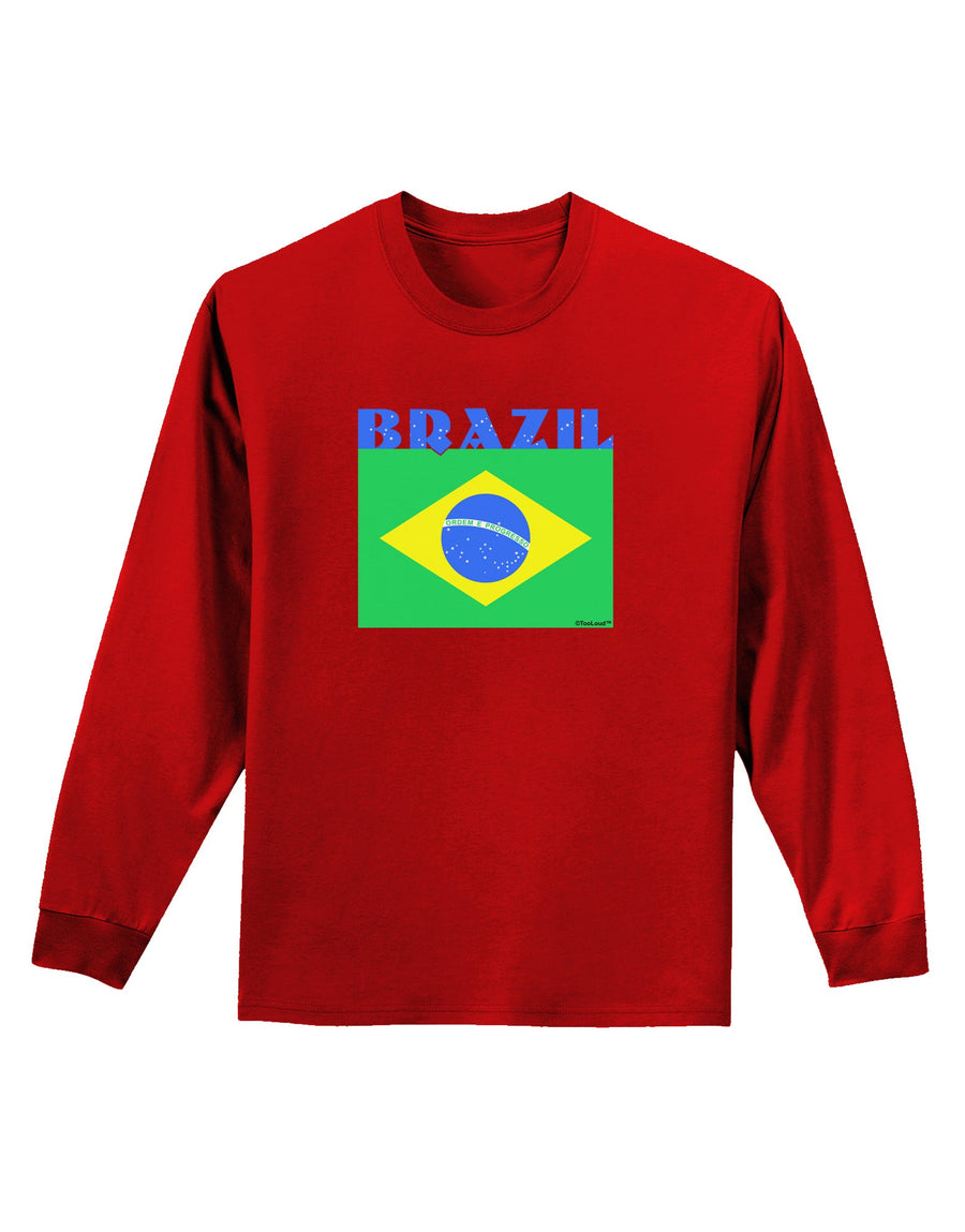 Brazil Flag Adult Long Sleeve Dark T-Shirt-TooLoud-Black-Small-Davson Sales