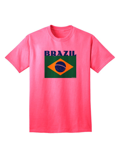 Brazil Flag Adult T-Shirt: Patriotic Fashion Statement for the Modern Individual-Mens T-shirts-TooLoud-Neon-Pink-Small-Davson Sales