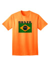 Brazil Flag Adult T-Shirt: Patriotic Fashion Statement for the Modern Individual-Mens T-shirts-TooLoud-Neon-Orange-Small-Davson Sales