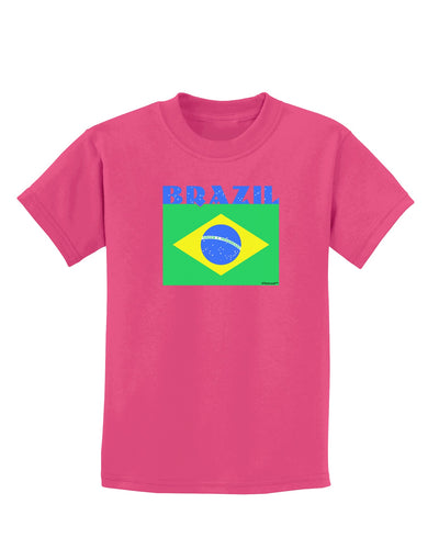 Brazil Flag Childrens Dark T-Shirt-Childrens T-Shirt-TooLoud-Sangria-X-Small-Davson Sales