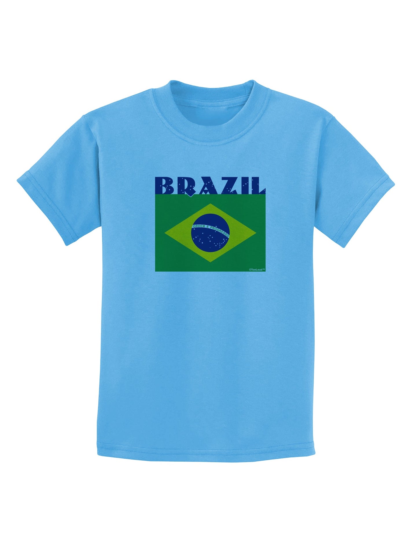 Brazil Flag Childrens T-Shirt-Childrens T-Shirt-TooLoud-Aquatic-Blue-X-Small-Davson Sales
