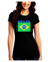 Brazil Flag Juniors Petite Crew Dark T-Shirt-T-Shirts Juniors Tops-TooLoud-Black-Juniors Fitted Small-Davson Sales