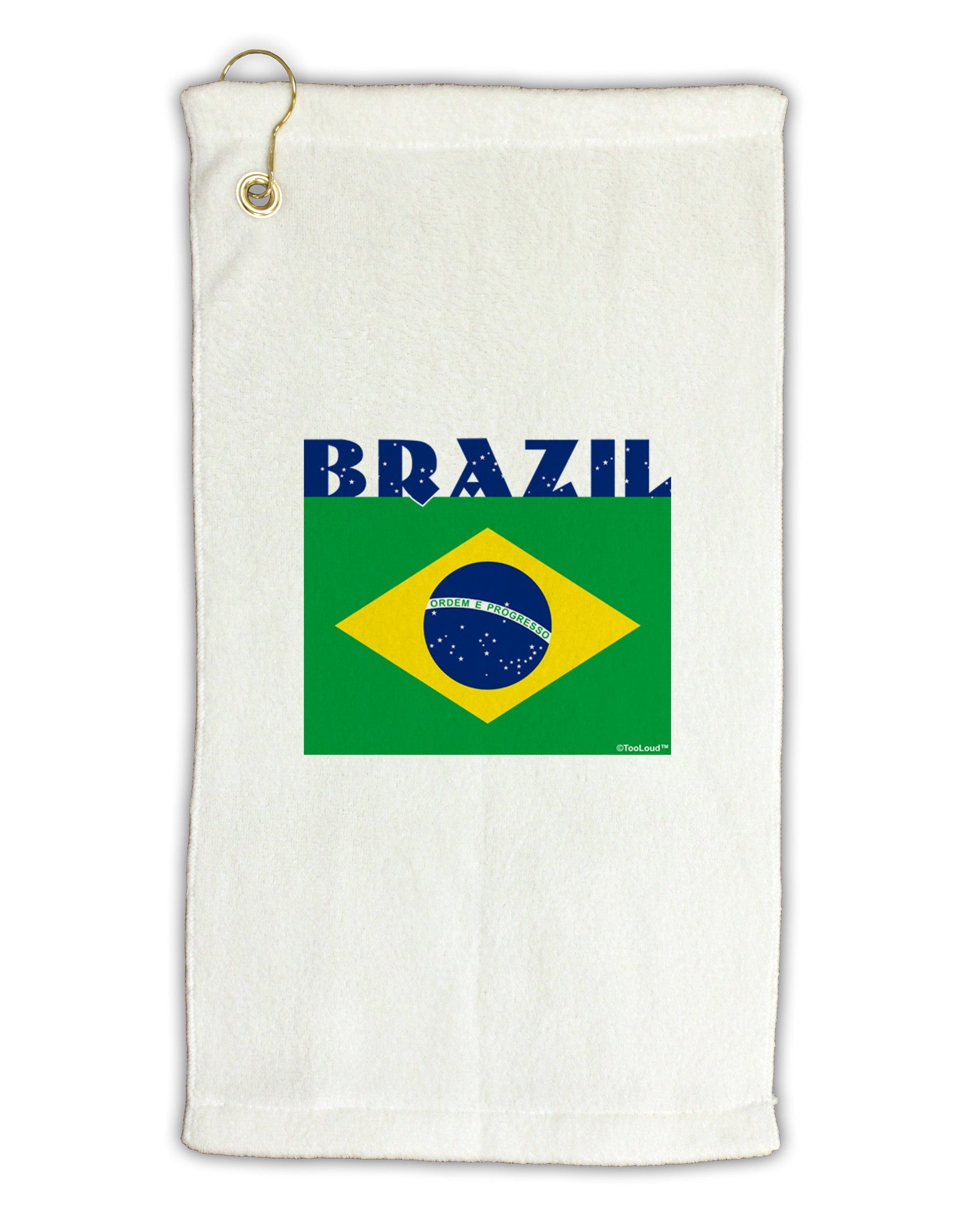 Brazil Flag Micro Terry Gromet Golf Towel 16 x 25 inch-Golf Towel-TooLoud-White-Davson Sales