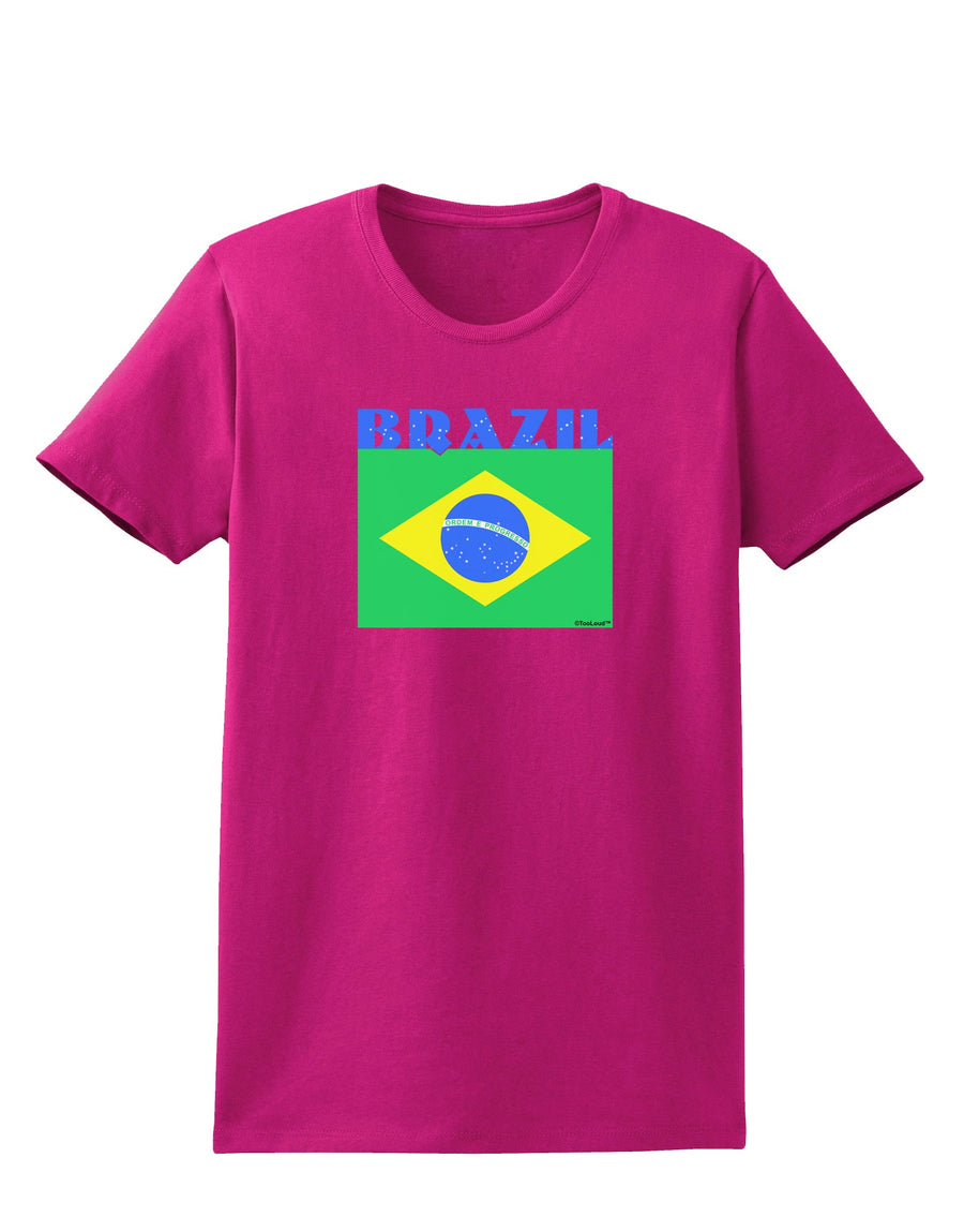 Brazil Flag Womens Dark T-Shirt-TooLoud-Black-X-Small-Davson Sales