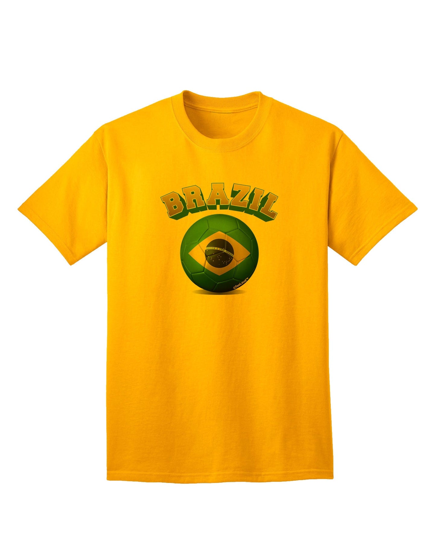 Brazilian Flag Soccer Ball - Premium Adult T-Shirt for Sports Enthusiasts-Mens T-shirts-TooLoud-Gold-Small-Davson Sales