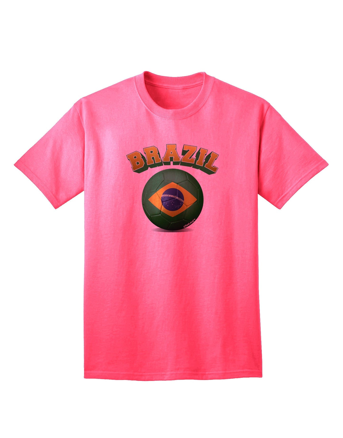 Brazilian Flag Soccer Ball - Premium Adult T-Shirt for Sports Enthusiasts-Mens T-shirts-TooLoud-Neon-Pink-Small-Davson Sales