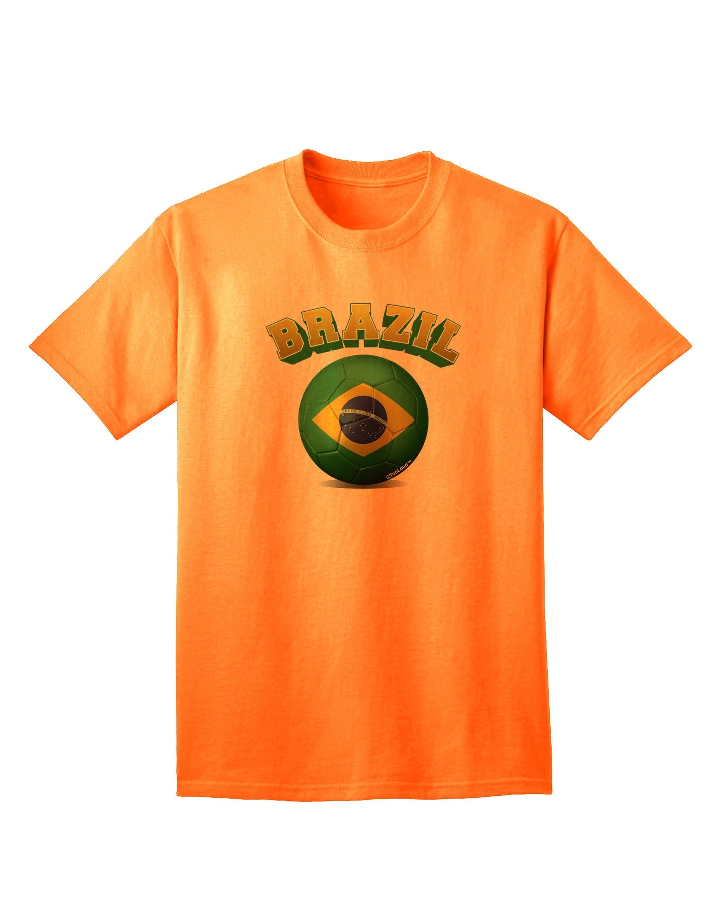 Brazilian Flag Soccer Ball - Premium Adult T-Shirt for Sports Enthusiasts-Mens T-shirts-TooLoud-Neon-Orange-Small-Davson Sales