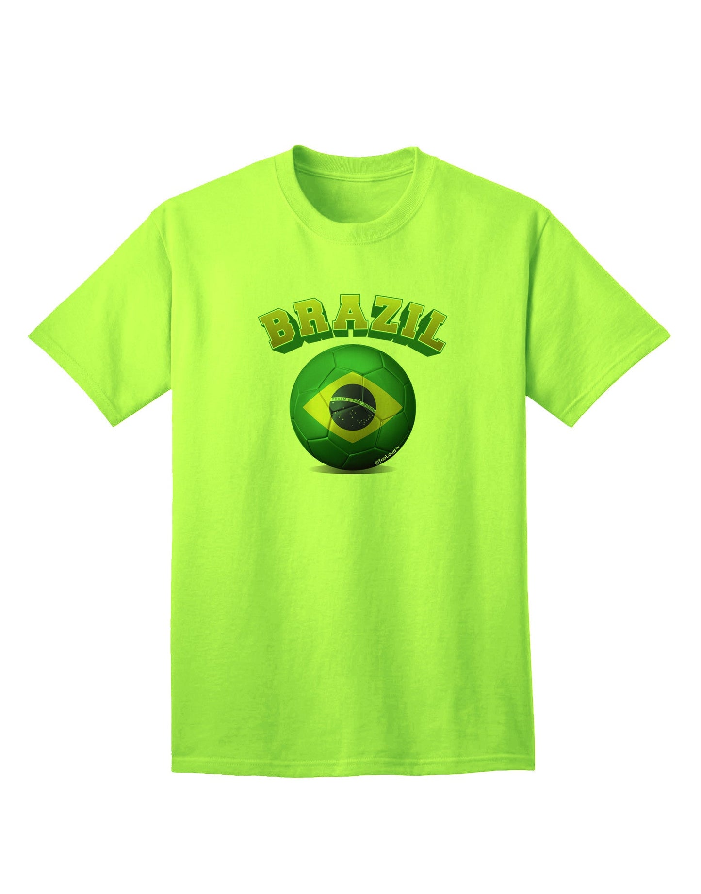 Brazilian Flag Soccer Ball - Premium Adult T-Shirt for Sports Enthusiasts-Mens T-shirts-TooLoud-Neon-Green-Small-Davson Sales