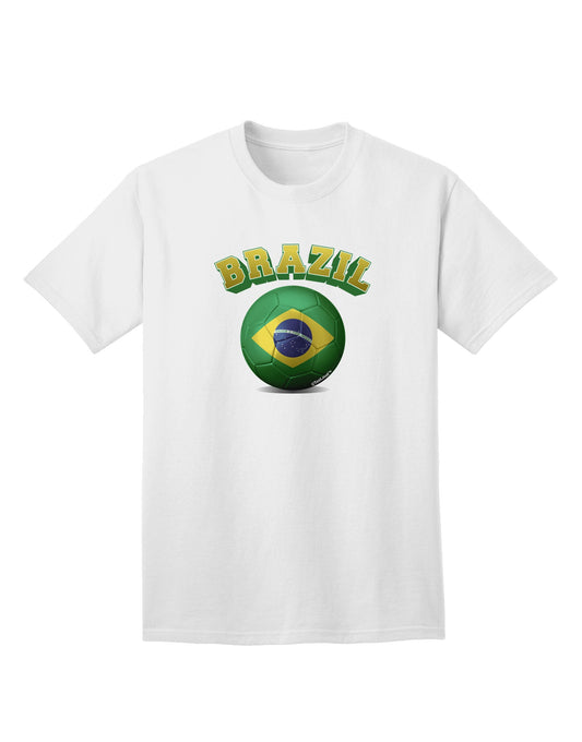 Brazilian Flag Soccer Ball - Premium Adult T-Shirt for Sports Enthusiasts-Mens T-shirts-TooLoud-White-Small-Davson Sales