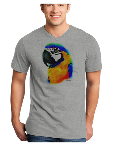 Brightly Colored Parrot Watercolor Adult V-Neck T-shirt-Mens V-Neck T-Shirt-TooLoud-HeatherGray-Small-Davson Sales