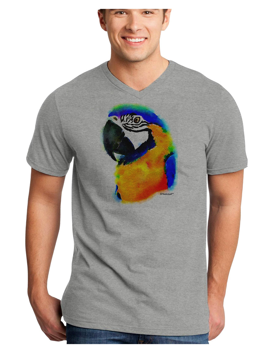 Brightly Colored Parrot Watercolor Adult V-Neck T-shirt-Mens V-Neck T-Shirt-TooLoud-White-Small-Davson Sales