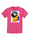 Brightly Colored Parrot Watercolor Childrens Dark T-Shirt-Childrens T-Shirt-TooLoud-Sangria-X-Small-Davson Sales