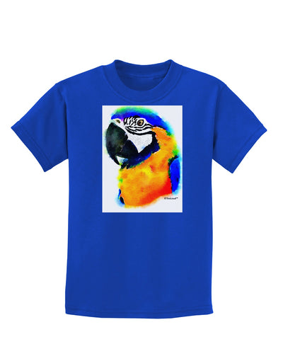 Brightly Colored Parrot Watercolor Childrens Dark T-Shirt-Childrens T-Shirt-TooLoud-Royal-Blue-X-Small-Davson Sales