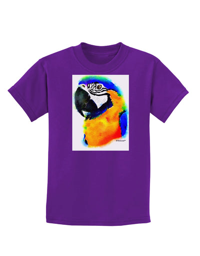 Brightly Colored Parrot Watercolor Childrens Dark T-Shirt-Childrens T-Shirt-TooLoud-Purple-X-Small-Davson Sales