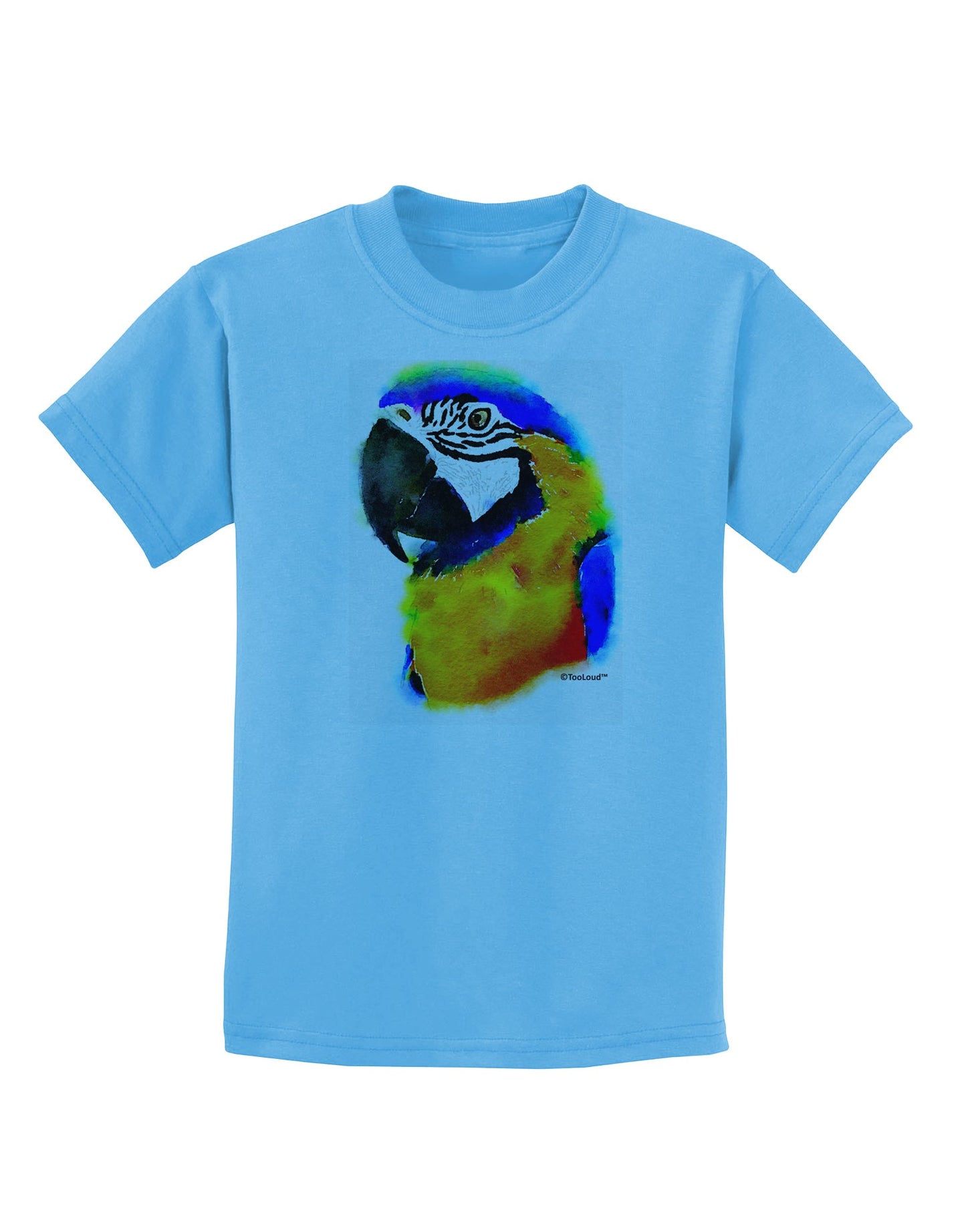 Brightly Colored Parrot Watercolor Childrens T-Shirt-Childrens T-Shirt-TooLoud-Aquatic-Blue-X-Small-Davson Sales
