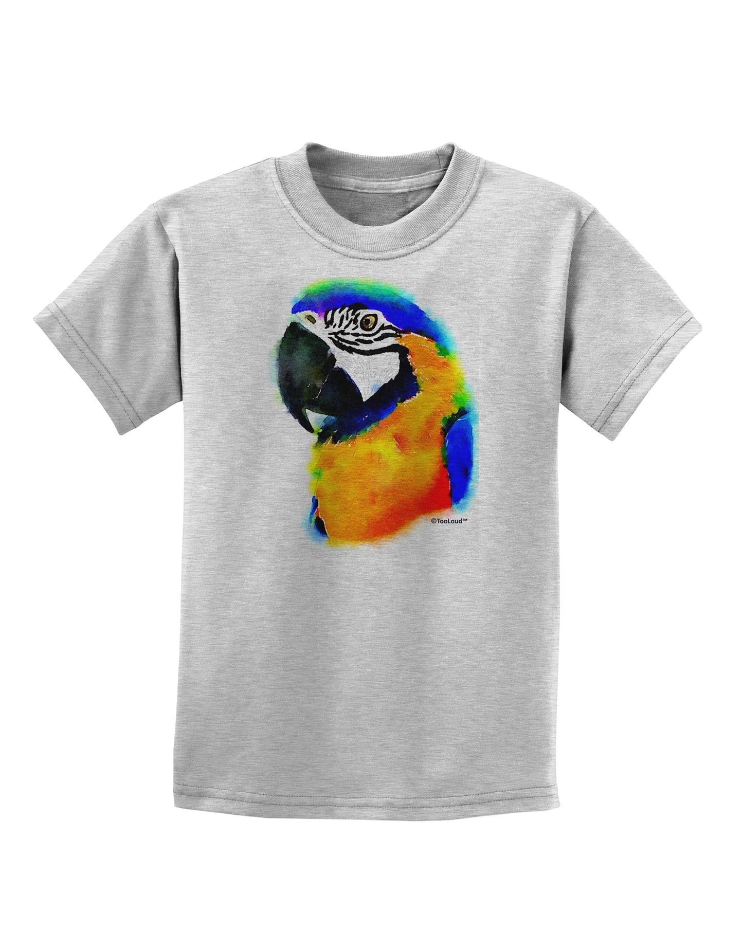 Brightly Colored Parrot Watercolor Childrens T-Shirt-Childrens T-Shirt-TooLoud-AshGray-X-Small-Davson Sales