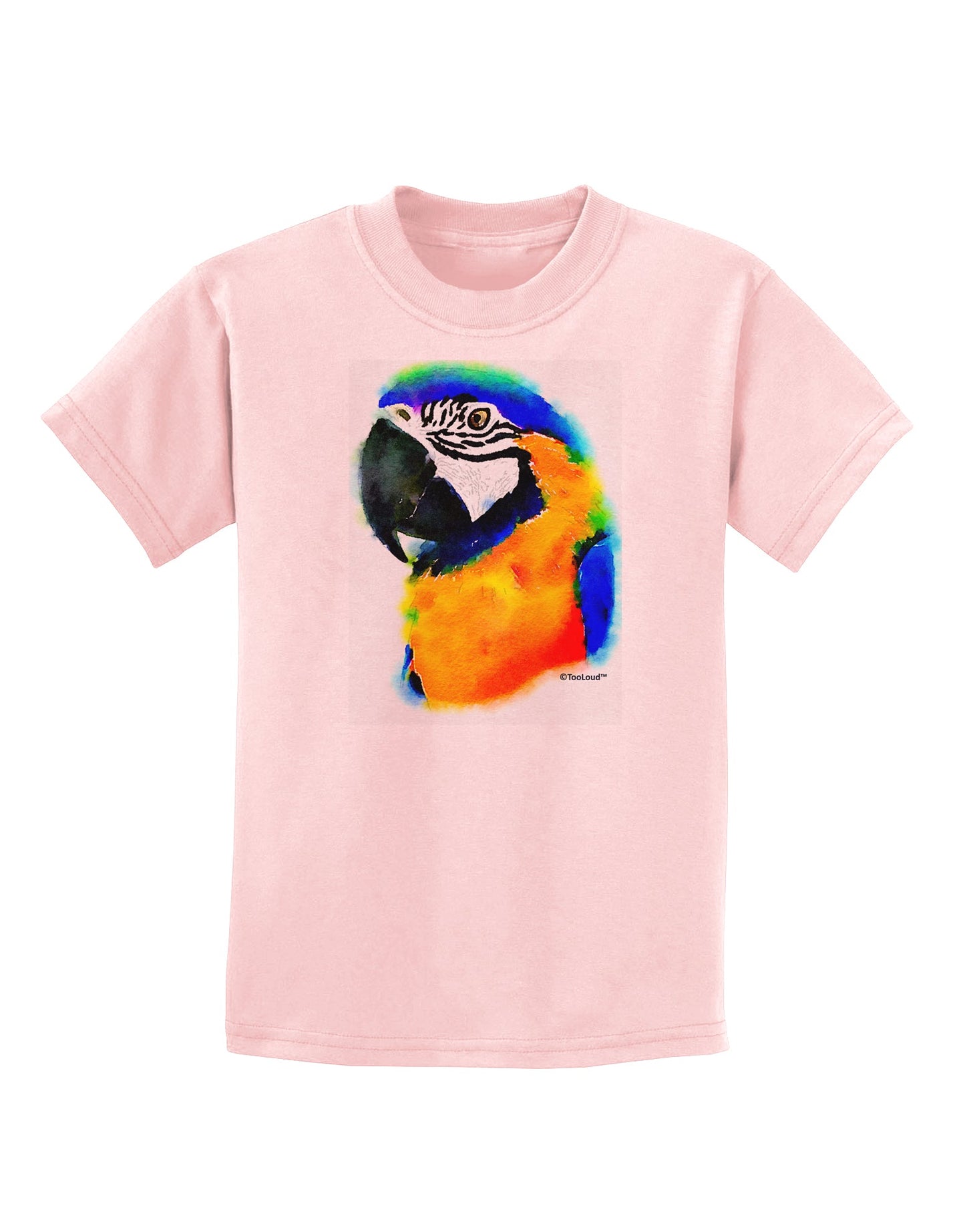 Brightly Colored Parrot Watercolor Childrens T-Shirt-Childrens T-Shirt-TooLoud-PalePink-X-Small-Davson Sales