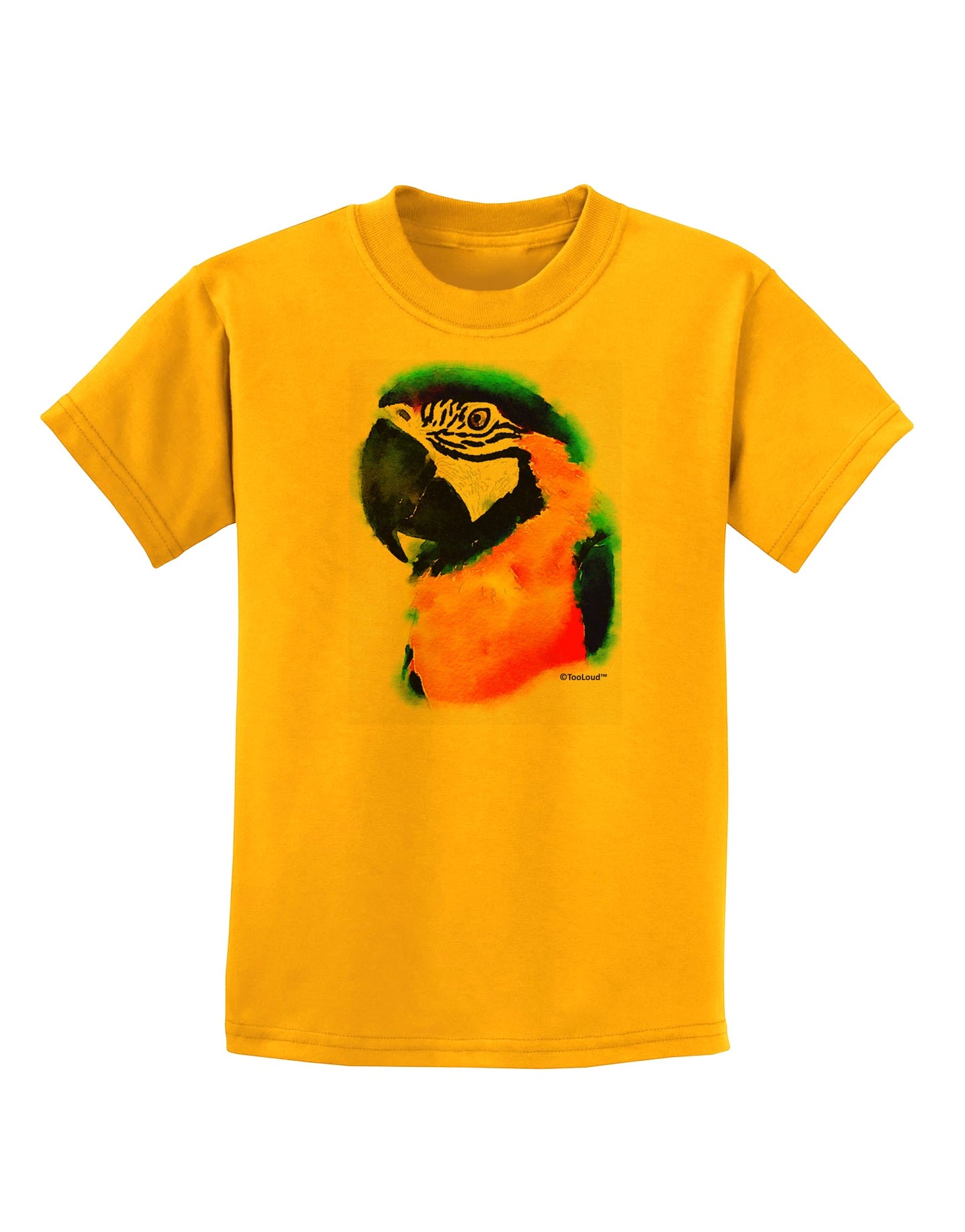 Brightly Colored Parrot Watercolor Childrens T-Shirt-Childrens T-Shirt-TooLoud-Gold-X-Small-Davson Sales
