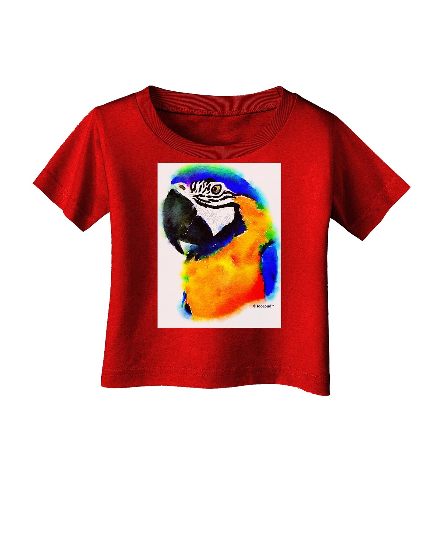 Brightly Colored Parrot Watercolor Infant T-Shirt Dark-Infant T-Shirt-TooLoud-Red-06-Months-Davson Sales
