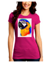 Brightly Colored Parrot Watercolor Juniors Crew Dark T-Shirt-T-Shirts Juniors Tops-TooLoud-Hot-Pink-Juniors Fitted Small-Davson Sales