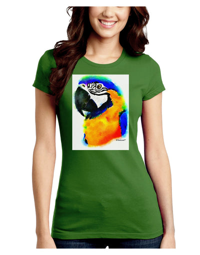 Brightly Colored Parrot Watercolor Juniors Crew Dark T-Shirt-T-Shirts Juniors Tops-TooLoud-Kiwi-Green-Juniors Fitted Small-Davson Sales