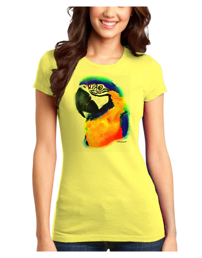 Brightly Colored Parrot Watercolor Juniors T-Shirt-Womens Juniors T-Shirt-TooLoud-Yellow-Juniors Fitted X-Small-Davson Sales