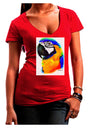 Brightly Colored Parrot Watercolor Juniors V-Neck Dark T-Shirt-Womens V-Neck T-Shirts-TooLoud-Red-Juniors Fitted Small-Davson Sales