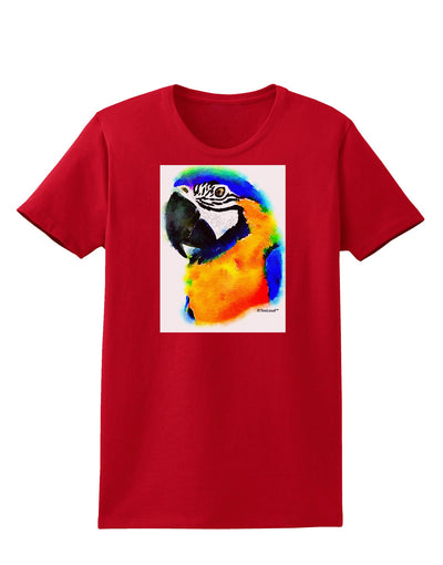 Brightly Colored Parrot Watercolor Womens Dark T-Shirt-TooLoud-Red-X-Small-Davson Sales