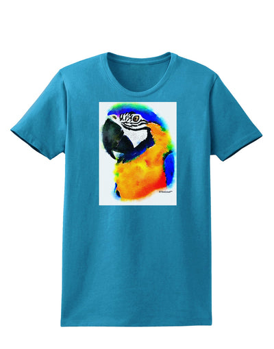 Brightly Colored Parrot Watercolor Womens Dark T-Shirt-TooLoud-Turquoise-X-Small-Davson Sales