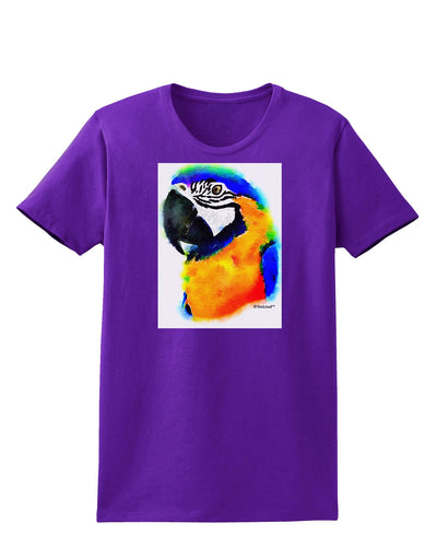 Brightly Colored Parrot Watercolor Womens Dark T-Shirt-TooLoud-Purple-X-Small-Davson Sales