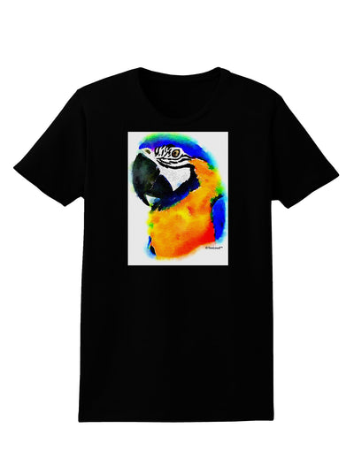 Brightly Colored Parrot Watercolor Womens Dark T-Shirt-TooLoud-Black-X-Small-Davson Sales