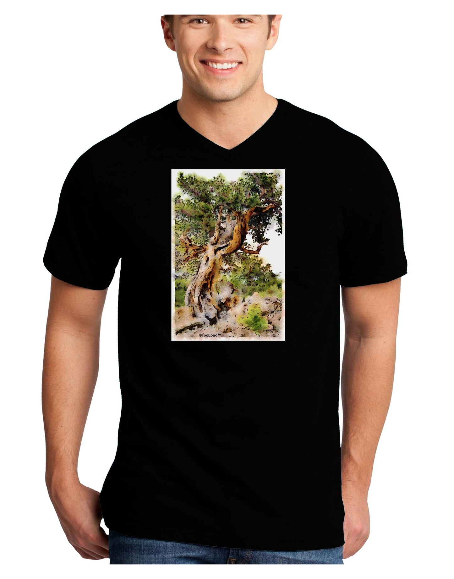 Bristlecone Pines Adult Dark V-Neck T-Shirt-TooLoud-Black-Small-Davson Sales