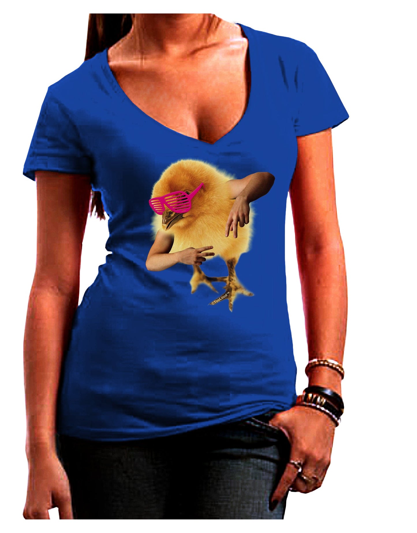 Bro Chick Womens V-Neck Dark T-Shirt-Womens V-Neck T-Shirts-TooLoud-Royal-Blue-Juniors Fitted Small-Davson Sales