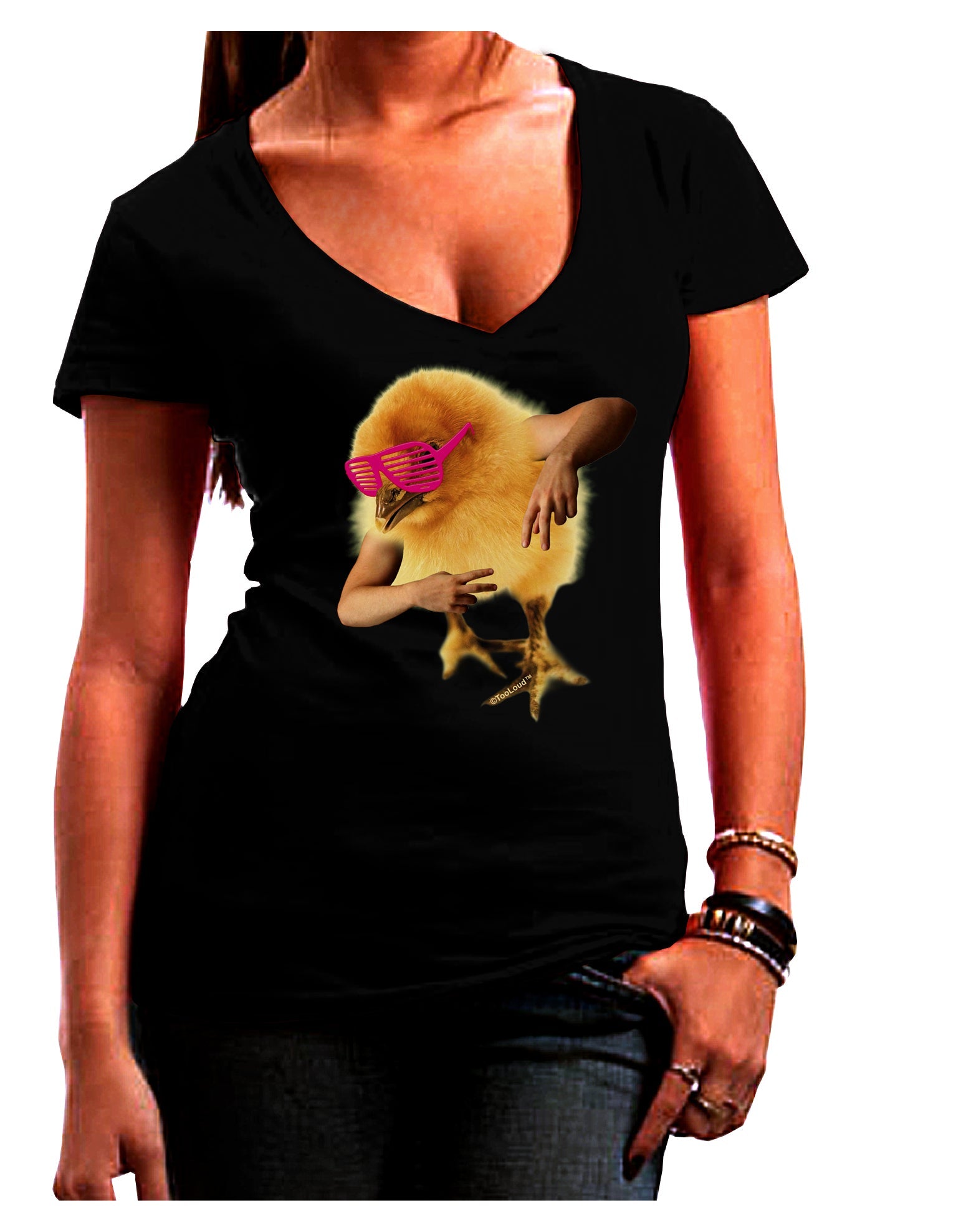 Bro Chick Womens V-Neck Dark T-Shirt-Womens V-Neck T-Shirts-TooLoud-Black-Juniors Fitted Small-Davson Sales