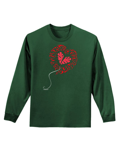 Broken Heart Popped Red Heart Balloon Adult Long Sleeve Dark T-Shirt-TooLoud-Dark-Green-Small-Davson Sales