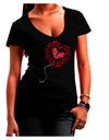 Broken Heart Popped Red Heart Balloon Juniors V-Neck Dark T-Shirt-Womens V-Neck T-Shirts-TooLoud-Black-Juniors Fitted Small-Davson Sales