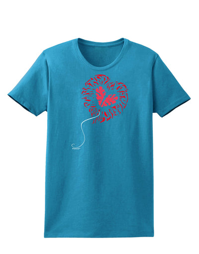 Broken Heart Popped Red Heart Balloon Womens Dark T-Shirt-TooLoud-Turquoise-X-Small-Davson Sales