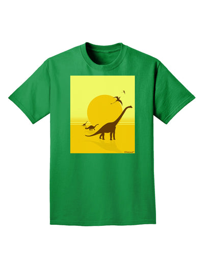 Brontosaurus and Pterodactyl Silhouettes with Sun Adult Dark T-Shirt by TooLoud-Mens T-Shirt-TooLoud-Kelly-Green-Small-Davson Sales