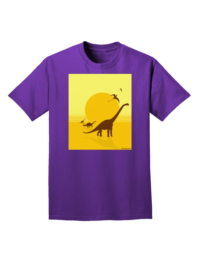 Brontosaurus and Pterodactyl Silhouettes with Sun Adult Dark T-Shirt by TooLoud-Mens T-Shirt-TooLoud-Purple-Small-Davson Sales