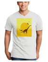 Brontosaurus and Pterodactyl Silhouettes with Sun Adult V-Neck T-shirt by TooLoud-Mens V-Neck T-Shirt-TooLoud-White-Small-Davson Sales