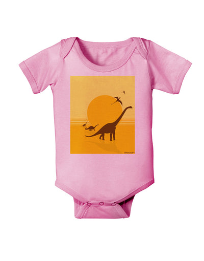 Brontosaurus and Pterodactyl Silhouettes with Sun Baby Romper Bodysuit by TooLoud-Baby Romper-TooLoud-Light-Pink-06-Months-Davson Sales