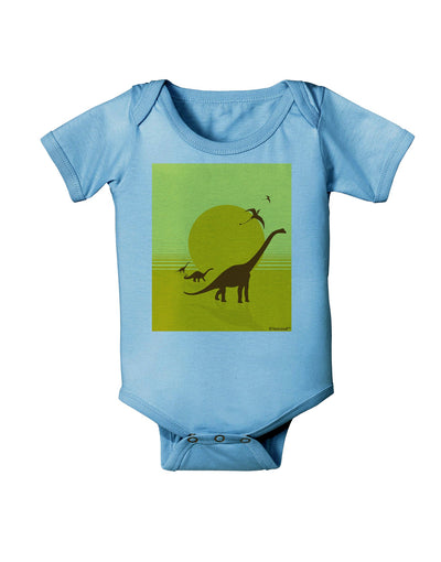 Brontosaurus and Pterodactyl Silhouettes with Sun Baby Romper Bodysuit by TooLoud-Baby Romper-TooLoud-Light-Blue-06-Months-Davson Sales