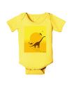 Brontosaurus and Pterodactyl Silhouettes with Sun Baby Romper Bodysuit by TooLoud-Baby Romper-TooLoud-Yellow-06-Months-Davson Sales