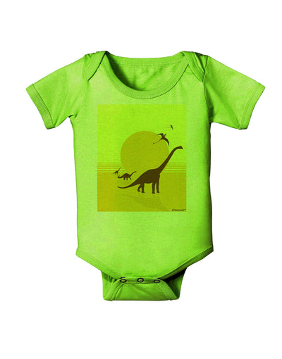 Brontosaurus and Pterodactyl Silhouettes with Sun Baby Romper Bodysuit by TooLoud-Baby Romper-TooLoud-Lime-Green-06-Months-Davson Sales