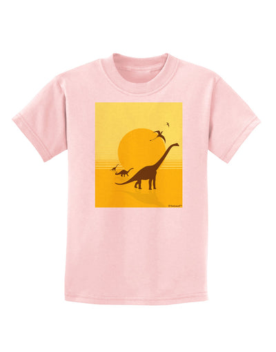 Brontosaurus and Pterodactyl Silhouettes with Sun Childrens T-Shirt by TooLoud-Childrens T-Shirt-TooLoud-PalePink-X-Small-Davson Sales