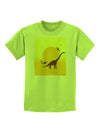 Brontosaurus and Pterodactyl Silhouettes with Sun Childrens T-Shirt by TooLoud-Childrens T-Shirt-TooLoud-Lime-Green-X-Small-Davson Sales